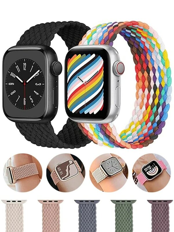 Braided Strap For Apple Watch Band 44mm 45mm 49mm 40mm 41mm 42mm 44 mm 38mm Correa Bracelet iWatch Ultra 2 series 9 7 SE 6 8 5 4