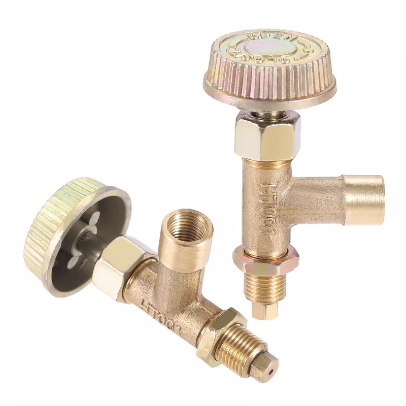 2pcs M10*1 Propane Heater Valves with Knob Replacement Solid Brass Gas Control Needle Valve 29PSI Pressure 1.6mm Nozzle Parts