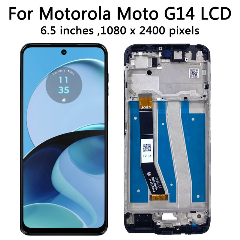Pantalla LCD original para Motorola Moto G14, marco de pantalla de 6,5 pulgadas con digitalizador de pantalla táctil, compatible con modelo PAYF0010IN