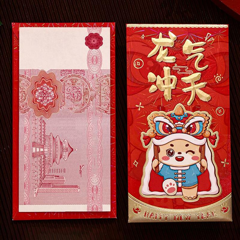 Amplop desain kartun 2024 Tahun amplop naga berkat tradisional Tiongkok yang indah dengan pola kartun tebal