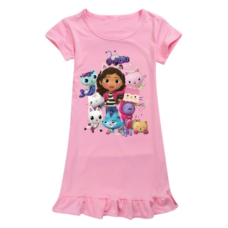 Gabbys Puppenhaus Kinder Kleidung Kinder Sommer Pyjamas Kleid Baby Mädchen Kurzarm Nachthemd Cartoon Gabby Katzen Schlaf Tragen