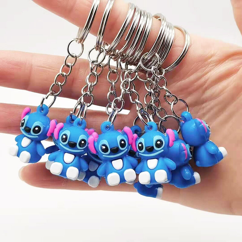 10 Buah/Lot Kartun Lucu Disnesy Stitch Mini Keychain Kawaii Boneka Keyring Mode Tas Lucu Ornamen Pandent untuk Anak Perempuan Hadiah Mainan