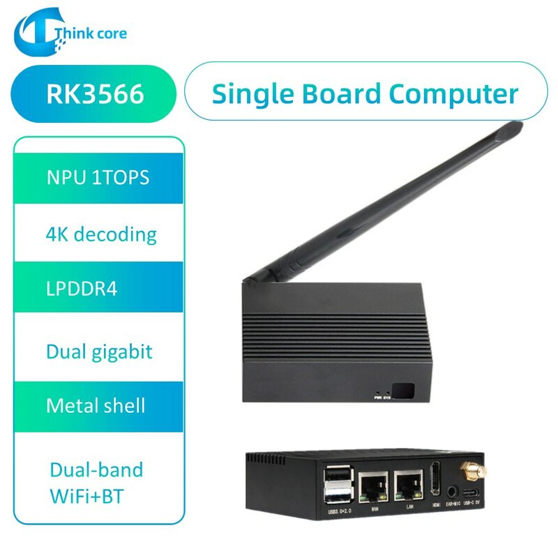 Rockchip RK3566 Single Board Computer  Gigabyte Dual Ethernet SBC Computer DDR4 WiFi+BT Run Android Ubuntu For Raspberry Pi