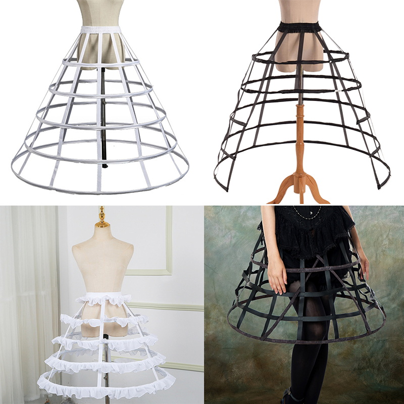 Women Lolita Crinoline Petticoat Hoop Skirt Bird Cage Fishbone Cosplay Girls Underskirt for Wedding Bridal Dress Underskirt