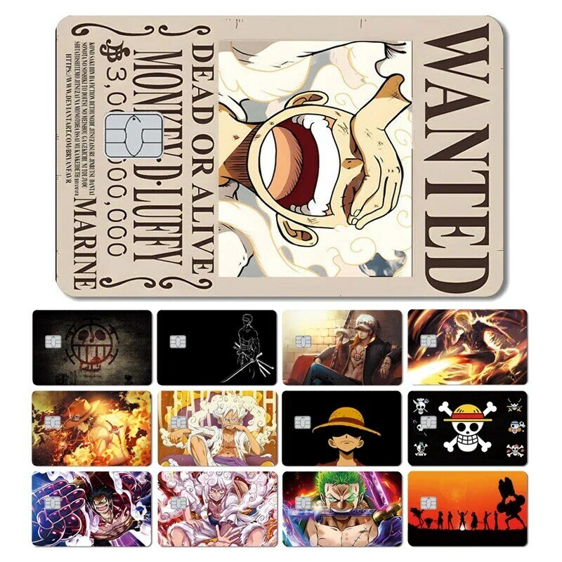 Cool Anime One Piece rufy Zorro No Fade Small Large Chip Sticker Film Skin Cover per carta di credito di debito