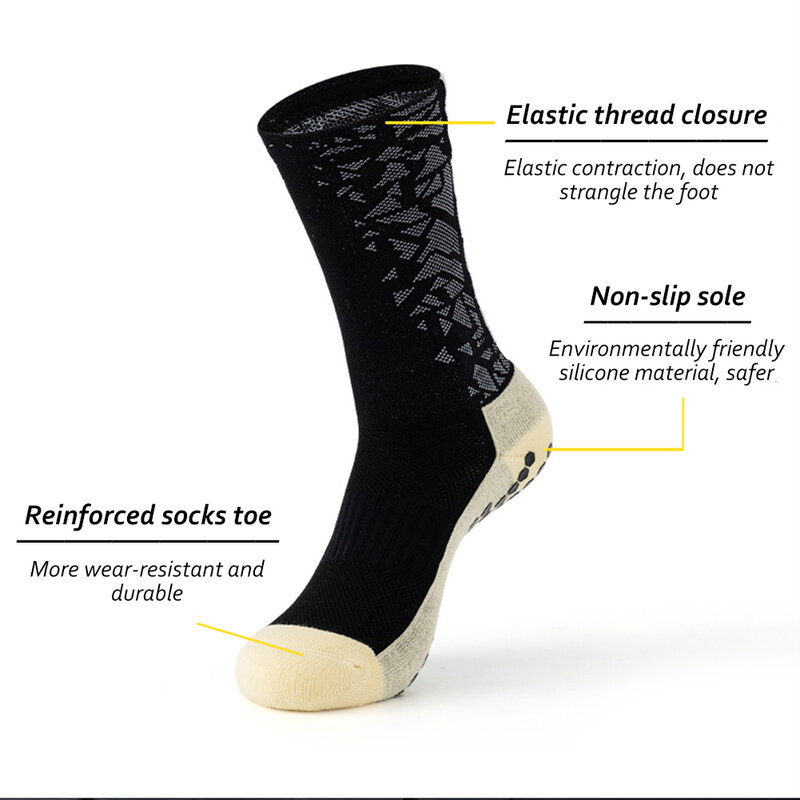 Носки средней длины, круглые силиконовые Нескользящие спортивные носки на присоске для футбола и регби для мужчин и женщин