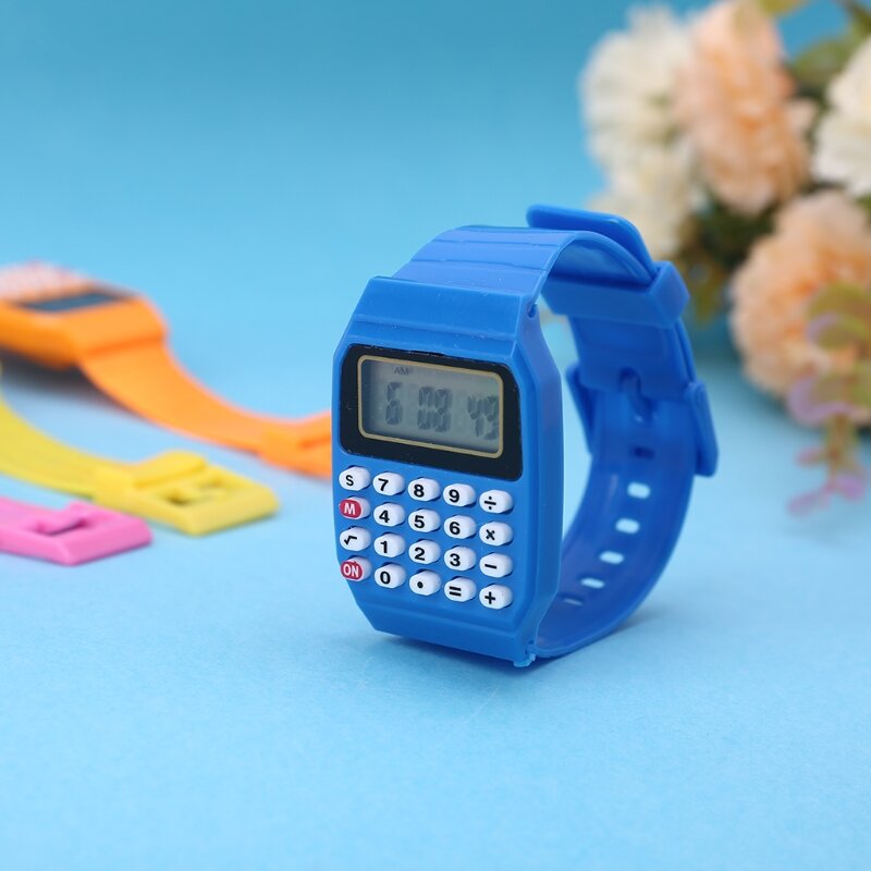 Fad dzieci silikonowe data wielofunkcyjny dzieci elektroniczny kalkulator Wrist Watch