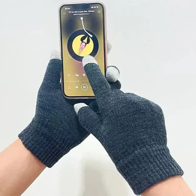 Winter TouchScreen Gloves Women Men Thicken Warm Stretch Knit Mittens Wool Full Finger Gloves Female Windproof Cycling Ski Glove