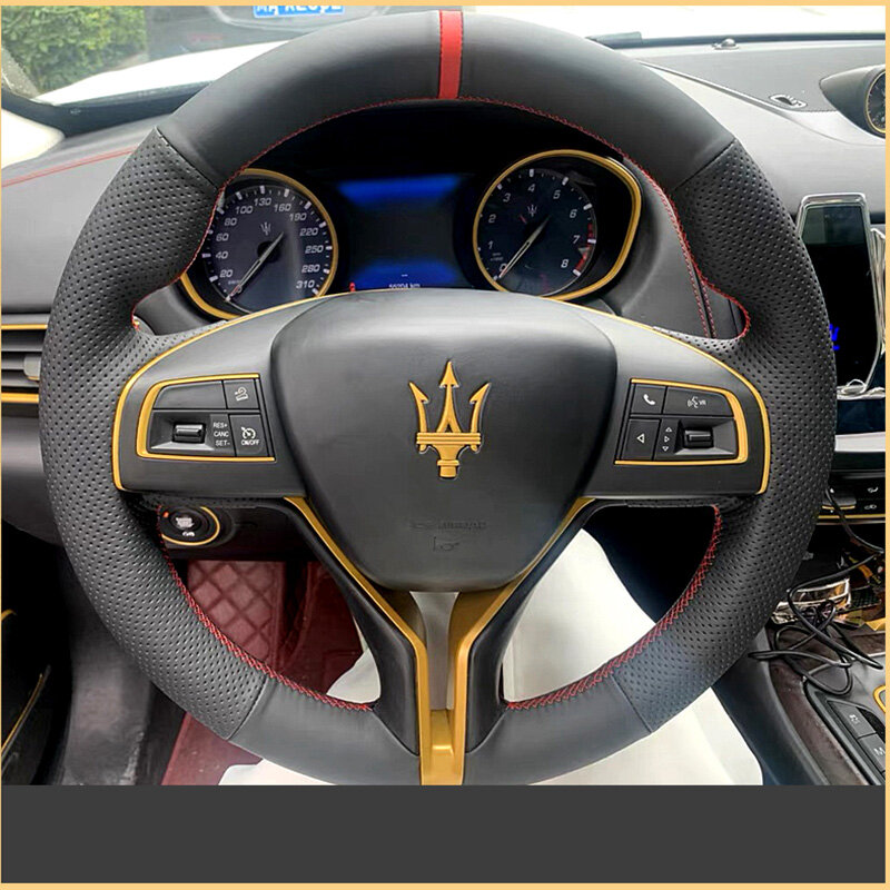 Pelle scamosciata in fibra di carbonio per Maserati Ghibli Levante Quattroporte cucito a mano coprivolante per auto manicotto di protezione interno