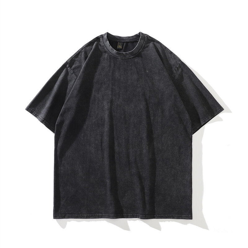 Men Harajuku T-shirt No Shrinkage No Deformation Washed Distressed T Shirt 2022 Summer Men Oversized Short-sleeved Solid Tees