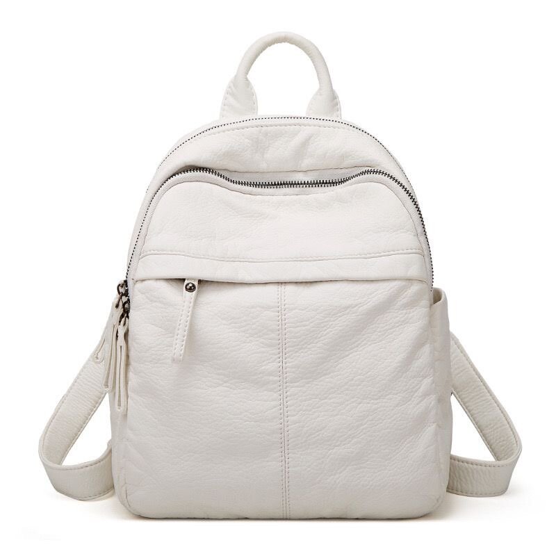 New Arrival 2024 Korean Style Backpack for Women - INS Trendy Lightweight Soft Leather Solid Color Simple Capacity for Commute