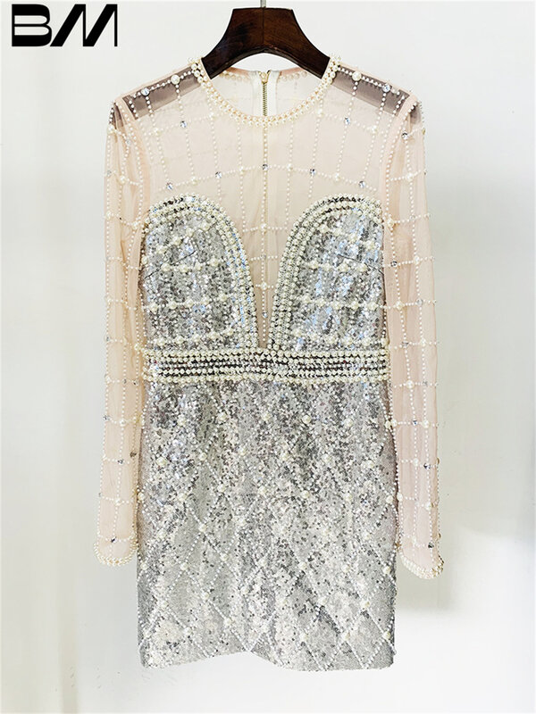 Klasyczna sukienka z długim rękawem 2024. Luksusowe suknie wieczorowe z koralikami. Eleganckie suknie z okrągłym dekoltem w kształcie litery A. Vestidos De Novia