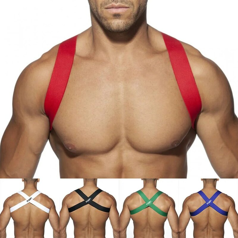 Homens sexy cintas no peito corpo chicote de fios mucle clube cosplay lingerie traje gay roupa interior elástico banda bondage colete alças de ombro