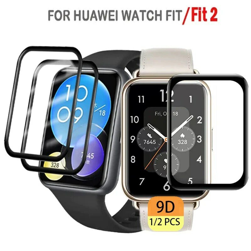 Protetor de tela de vidro macio para Huawei Watch, Tampa de tela temperada, Fit2 Acessórios, Fit Smartwatch, 9D HD, filme completo, não vidro