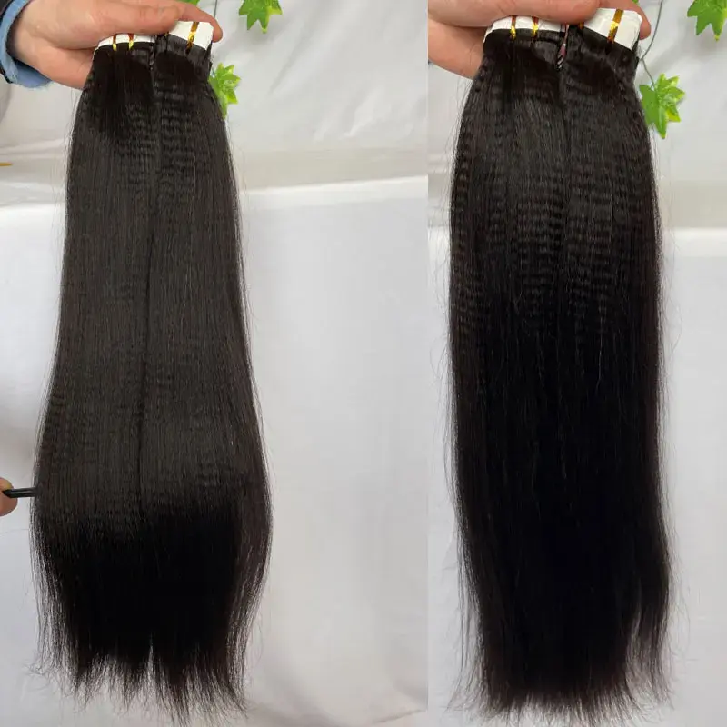 Прямые волосы Yaki, лента для наращивания волос, бразильская Реми лента 40 шт. для черных женщин, лента для наращивания волос с клеем