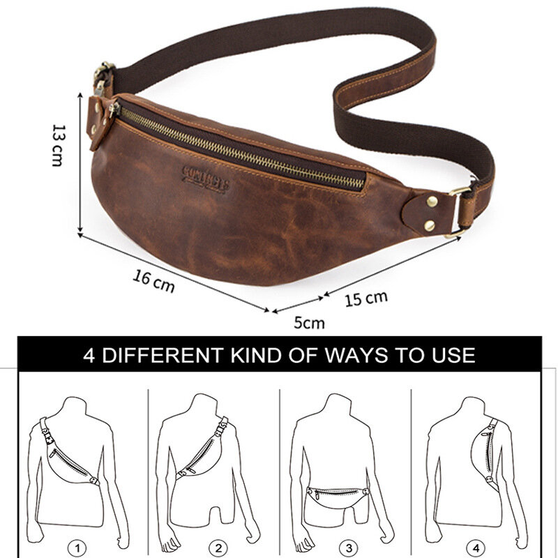 Genuine Leather Waist Packs For Men Waist Bags Fanny Pack Belt Bag Phone Bags Travel Waist Pack Male Small Waist Bag Leather