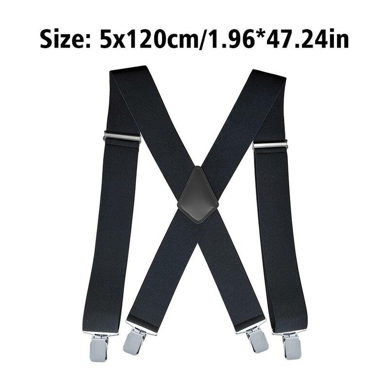 Suspensórios de trabalho pesado para homens, ajustável, elástico alto, cintas de calças grandes altas, tamanho grande, 4 fortes, i0u3