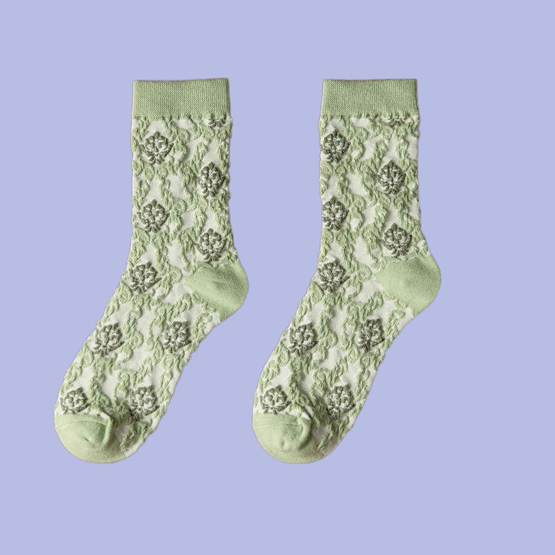 5/10 paia di calzini alla moda con personalità retrò verde calzini a tubo medio da donna giapponesi Harajuku Mori artistici autunnali e invernali