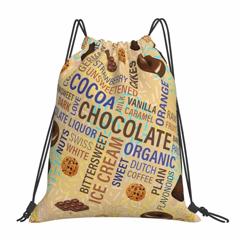 Chocolate Lover Backpacks Casual Portable Drawstring Bags Drawstring Bundle Pocket Sports Bag BookBag For Man Woman School