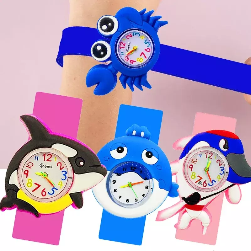 Bonito sapo relógio crianças brinquedos meninas meninos presente crianças quartzo relógios analógicos simples à prova dwaterproof água peixe relógio criança presente de aniversário do bebê