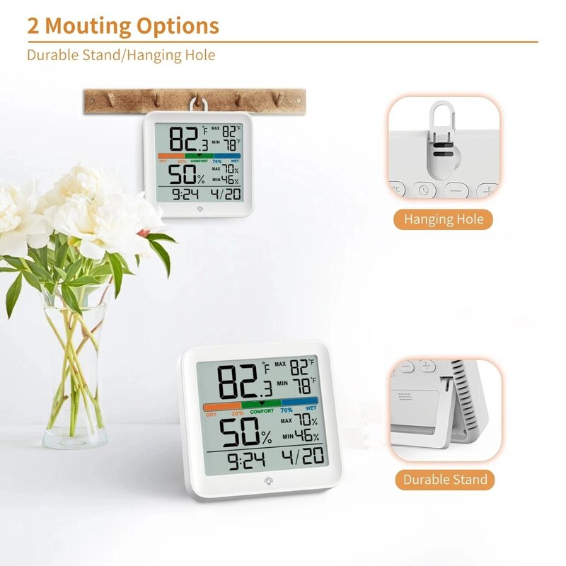 Therye.com-Hygromètre numérique MI Smart LCD, température ambiante intérieure, capteur d'humidité, jauge, station météo