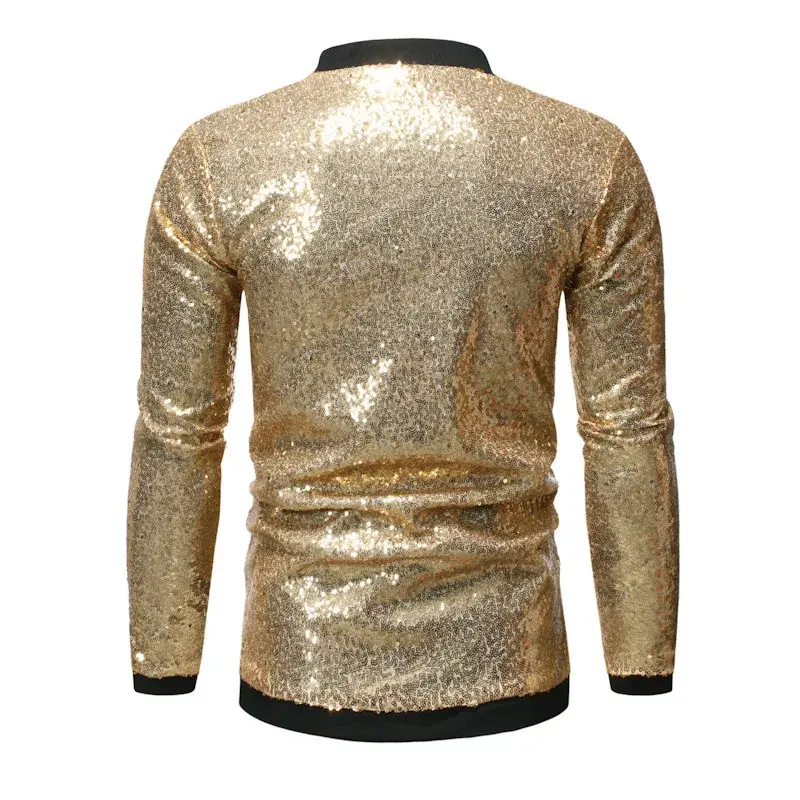 Shiny Gold Sequin Blazer Jacket Men New Slim Fit Cardigan Mens Blazers Nightclub Party DJ Stage Singer Dance Show Costume Homme