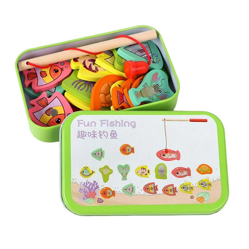 ของเล่นสระว่ายน้ำตกปลาแม่เหล็กง่ายต่อการเล่นของเล่น Montessori พร้อมกล่องเหล็กของเล่นเกมสำหรับเด็กอายุ4-6ปี