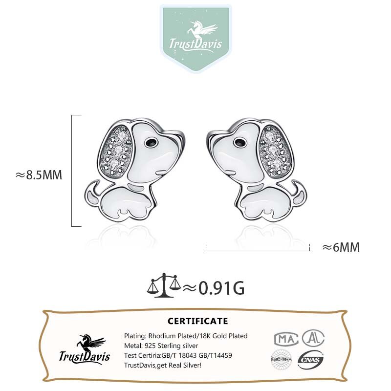 TrustDavis-pendientes minimalistas de Plata de Ley 925 auténtica para mujer y niña, joyería con diseño de Animal pequeño, DS3973