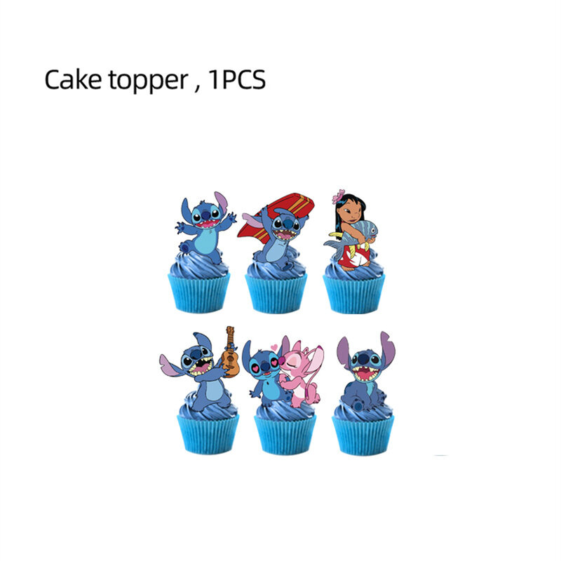스티치 테마 케이크 장식 토퍼, 어린이 생일 파티 용품, 베이비 샤워 선물, 컵케이크 픽, 24 개/로트