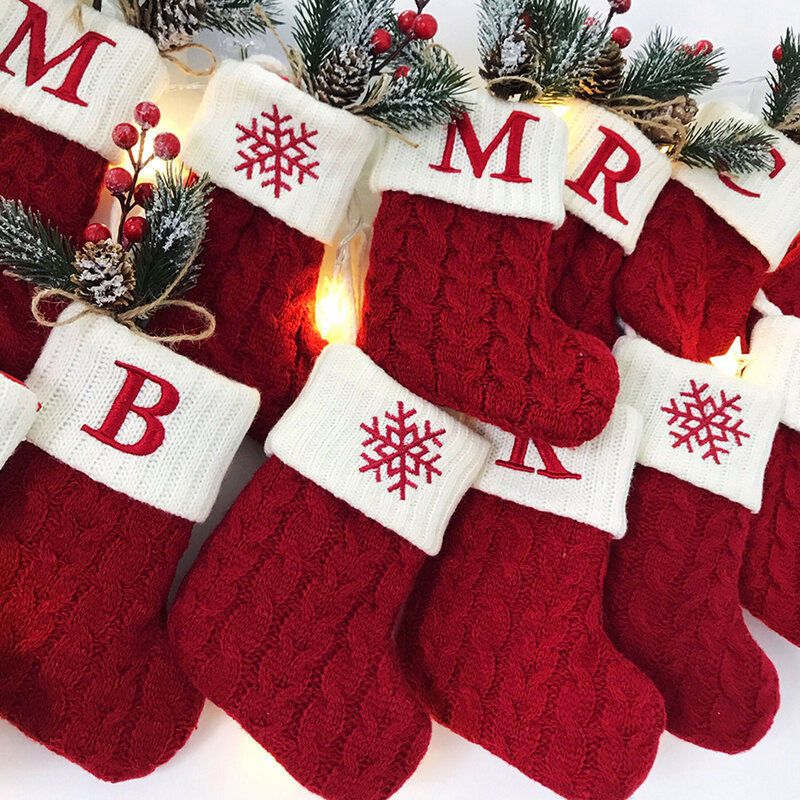 Calcetines navideños con colgante para árbol de Navidad, medias navideñas, decoraciones para bolsas de dulces, regalo de Navidad, 2022