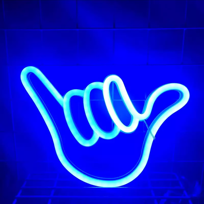 Gesto de paz led luz néon sinal mão forma dedo pendurado parede luz da noite arte quarto decoração lâmpada aniversário presente natal