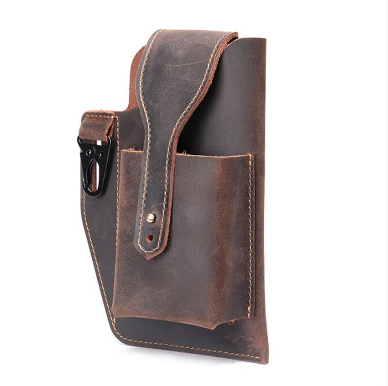 Leather Bag Men's Mobile Phone Waist Bag New Leather Mobile Phone Bag Site Sports Tactics Waist Bag Men