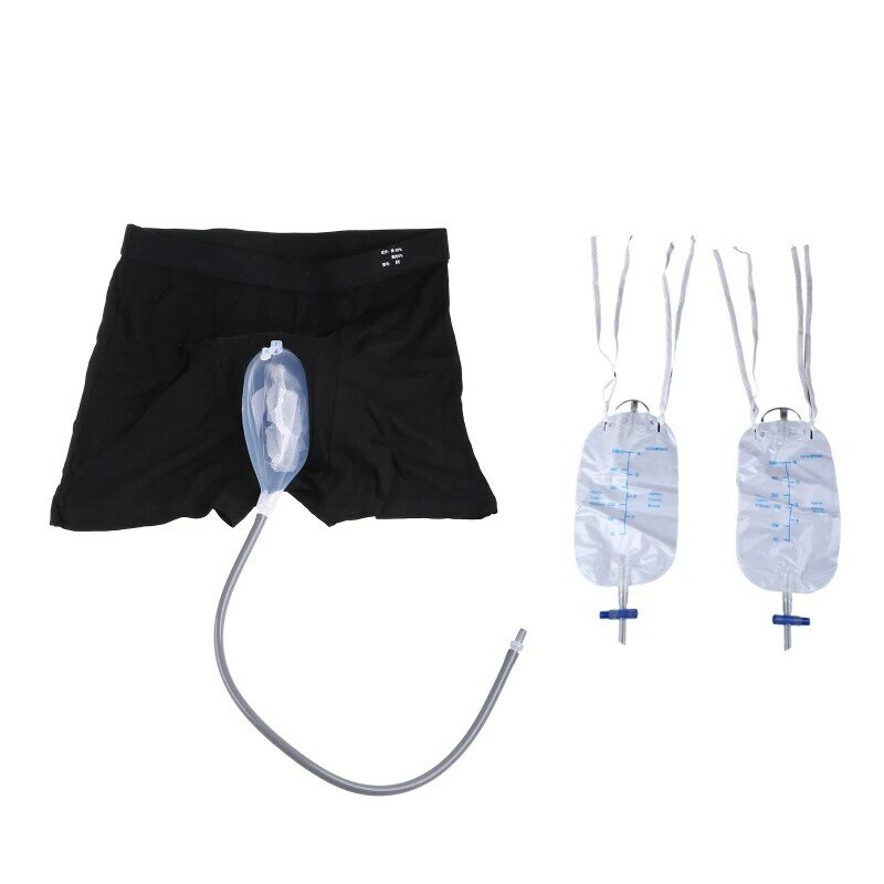 Bolsa de orina reutilizable para hombres mayores, embudo de silicona, soporte para orinar, recolector de pantalones cortos con catéter