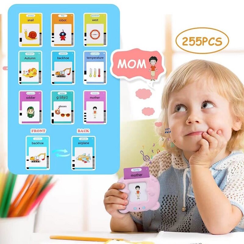 Crianças quebra-cabeça palavra brinquedos de áudio cartões eletrônicos livro cognitivo menino falando aprendizagem flash cartão de música inserção cartão de educação máquina