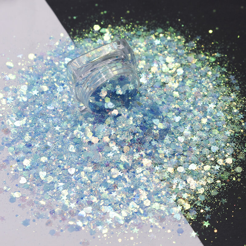 10g/Bag Wholesale Fluorescent Star Mixes Glitter Chunky Glitter Body/Eye/Face Glitter Nail art Decoration Accessories
