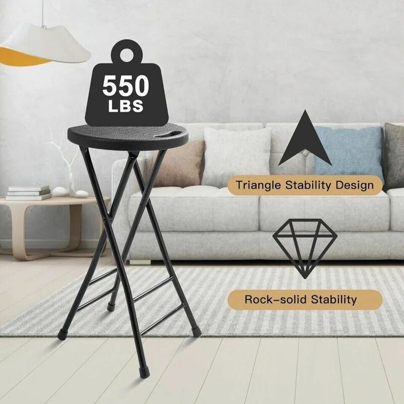 Folding Stool with Handle,Folding Chair,Folding Bar Stool with Non-Slip Feet,Indoor and Outdoor Foldable Stool for Adults