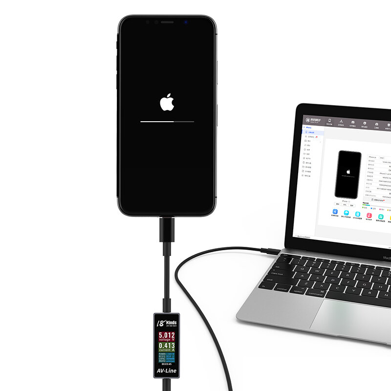 AV-Linie Intelligente Erkennung Lade Daten Linie USB Ladekabel Echt Spannung Strom Überwachung Blitz/Typ zu USB
