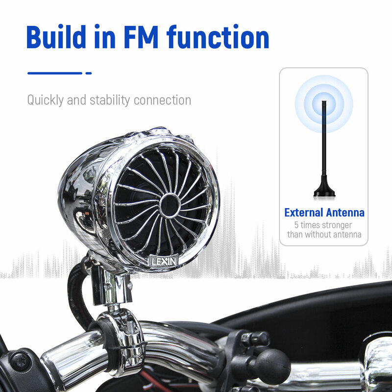 Lexin S3 MP3 50W Powerful Bluetooth Audio Music  Speakers for Motorcycle with FM Radio  for Cruiser ATV