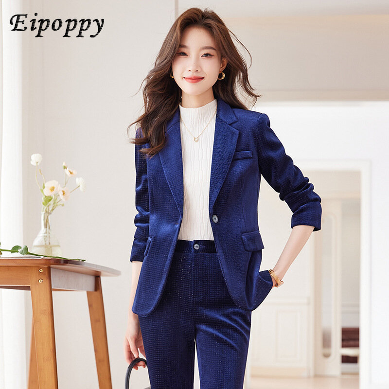 Pleuche Suit Coat Women's Autumn and Winter New Fashion Goddess Business Wear Western Style Casual Suit