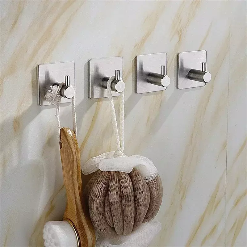 Self Adhesive Home Kitchen Wall Door Hook Key Rack Kitchen Towel Hanger Aluminum Towel Coat Robe Hook Bathroom Accessories