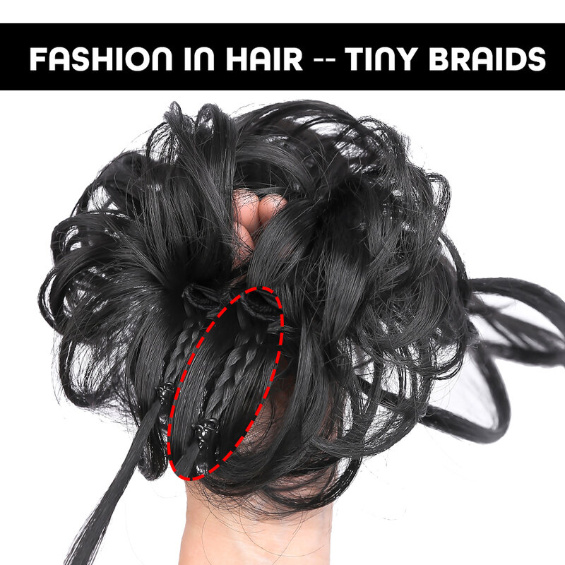 Bagunçado cabelo Bun Scrunchies para mulheres, chignon sintético, updo hairpiece, extensão do cabelo, encaracolado, ondulado, acessórios para o cabelo