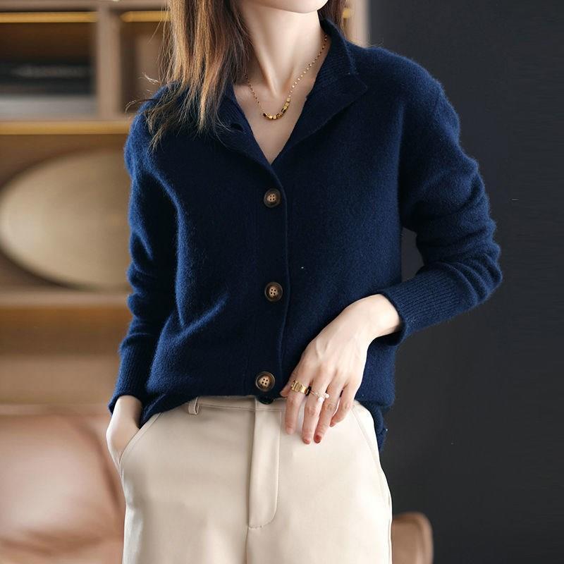 Cárdigan de punto de lujo para mujer, suéter de botón Harajuku Vintage, Jersey suelto de gran tamaño, Tops de punto, ropa de calle Y2K, elegante, Invierno