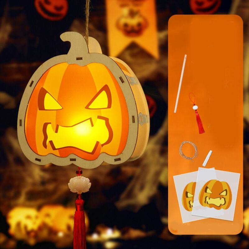Luminous Halloween Lantern DIY Handheld Glowing Handmade Lantern Pirate Captain Spider Halloween Pumpkin Lantern