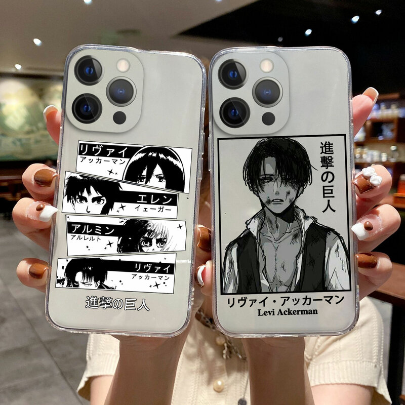 Funda de teléfono de Anime Attack On Titan para iPhone 14, 11, 12, 13 Pro Max, X, XR, XS, MAX, X, 6s, 8, 7 Plus, 13Mini, cubierta trasera de parachoques suave transparente