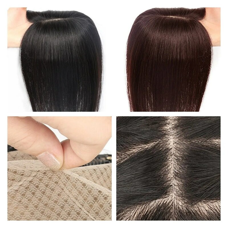 Women's Wig Clip In Hair Piece Women Real Hairpiece Hand Made Lightweight Breathable Hair Closure Hair Supplementing Set Women