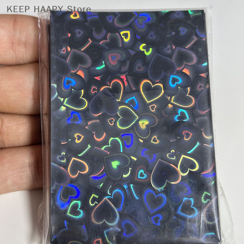 50szt Candy Color Heart-shaped Foil Laser Top Loading Sleeves For YGO Board Game Card Photo Protector Trading Cards Shield Cover