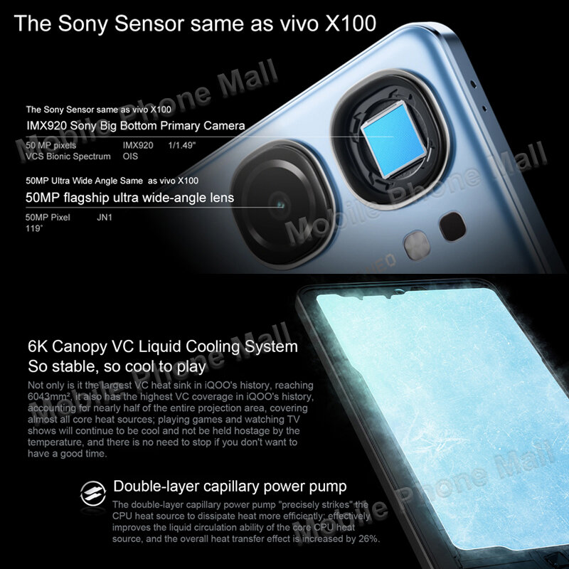 Vivo IQOO Neo9 Pro ponsel 5G asli, ponsel pintar layar AMOLED 6.78 "144Hz dimensi 9300 baterai 5160mAh 120W isi ulang daya super