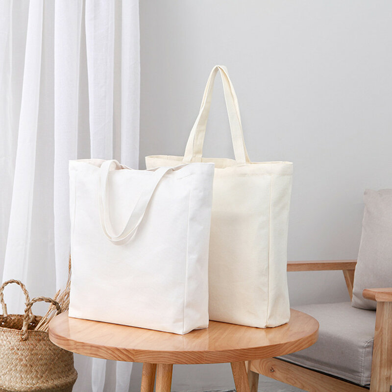 Reusable Storage Shopping Bag Linen Pure Color Grocery Foldable  Linen HandBag Women Men Casual Eco Tote Bag 5 Sizes