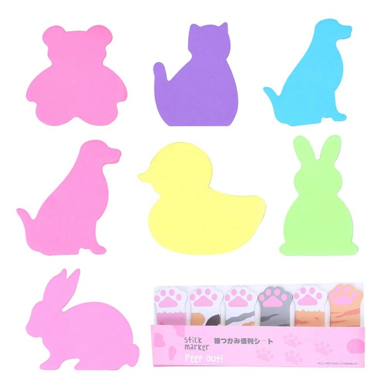 Mini almohadillas de notas adhesivas 3D de Color sólido para niños y niñas, Kawaii, perro, gato, planificador escolar, papelería, novedad