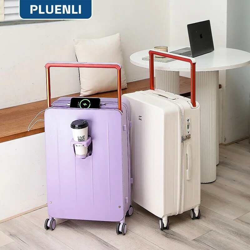 Модный вместительный Водонепроницаемый Жесткий чемодан на колесиках от PLUENLI, легкий чемодан на молнии для мужчин и женщин